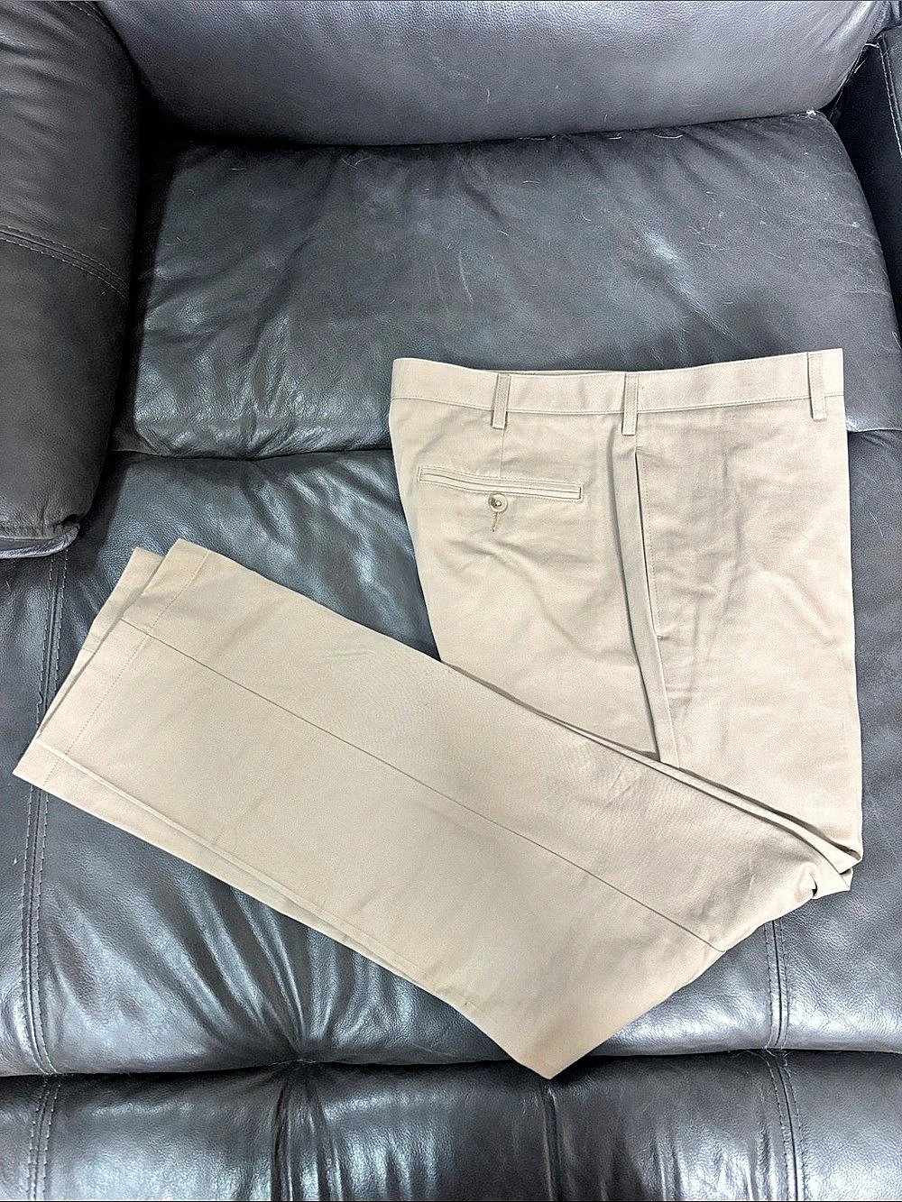Lands' End Men's Tailored Fit Chino Pants Beige Waist 34 length 32